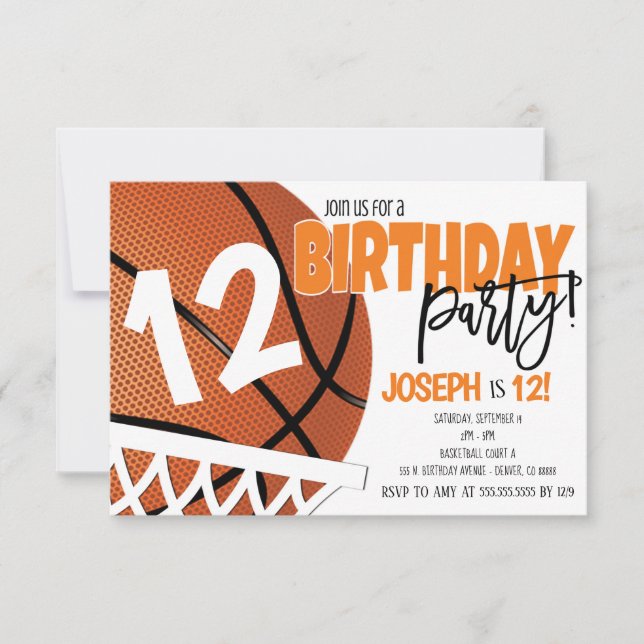 Invitación de cumpleaños al baloncesto (Anverso)