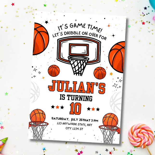 Invitación de cumpleaños al baloncesto, niños con  (Subido por el creador)
