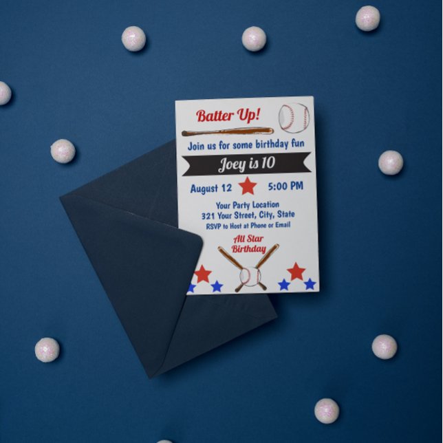 Invitación de cumpleaños al béisbol (Subido por el creador)