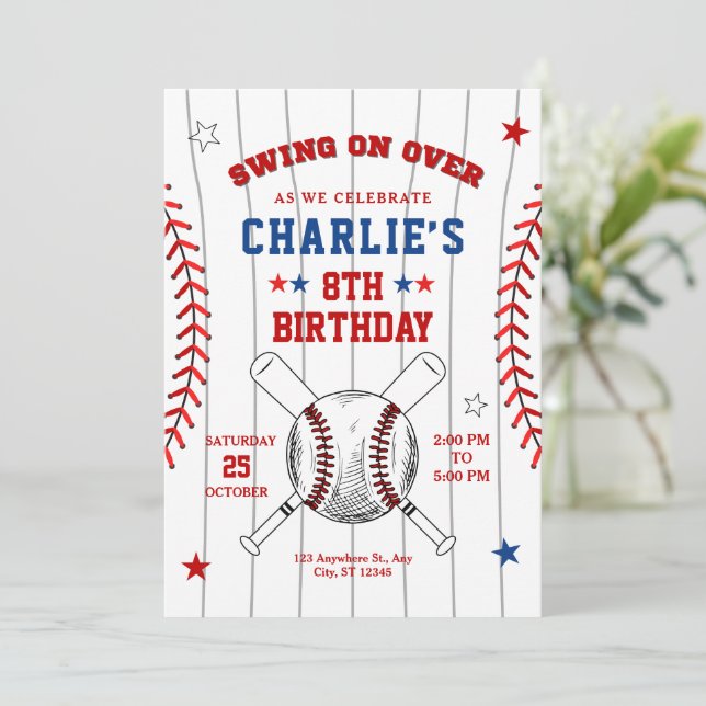 Invitación de cumpleaños al béisbol (Anverso de pie)