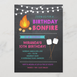 Invitación de cumpleaños al campamento de chica
