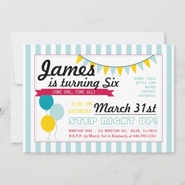 Invitación de cumpleaños al carnaval (Anverso)