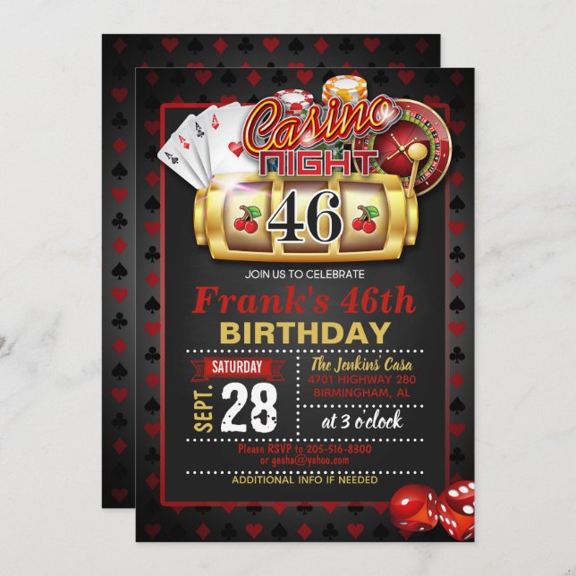 Invitación de cumpleaños al Casino 46th (Anverso / Reverso)
