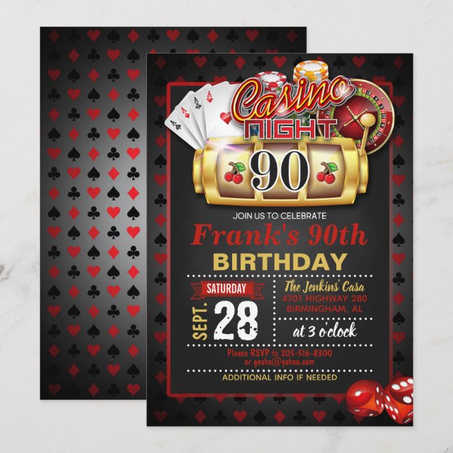 Invitación de cumpleaños al Casino 90 (Anverso / Reverso)