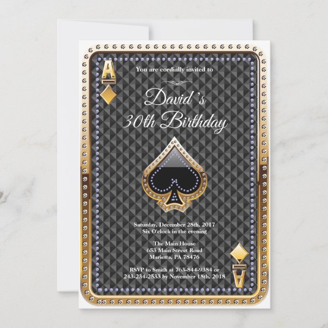 Invitación de cumpleaños al casino de la tarjeta d (Anverso)
