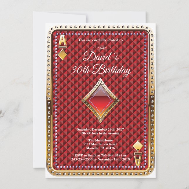 Invitación de cumpleaños al casino de la tarjeta d (Anverso)