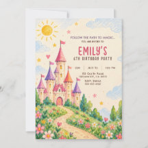 Invitación de cumpleaños al castillo de cuento de