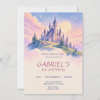 Invitación de cumpleaños al castillo de cuento de