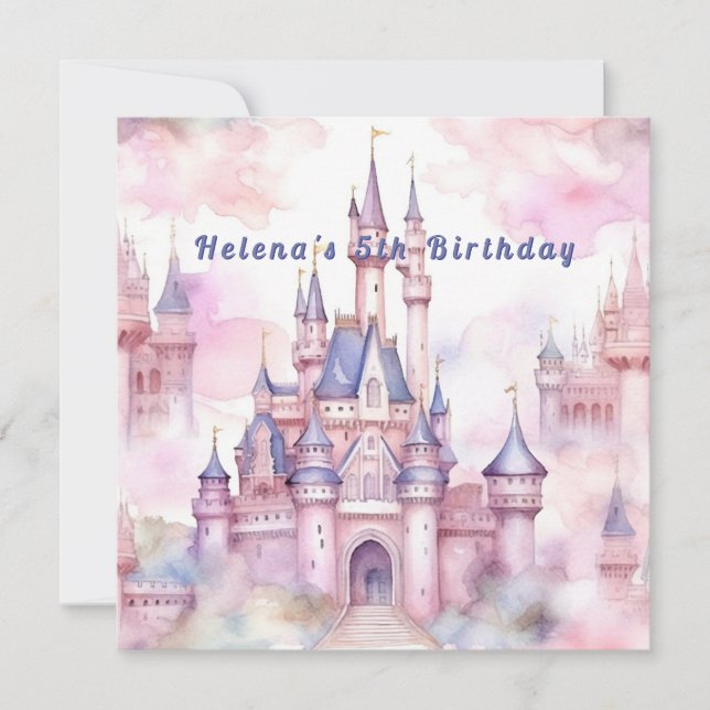 Invitación de cumpleaños al castillo de la princes (Anverso)