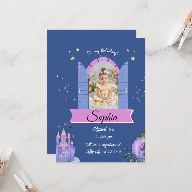 Invitación de Cumpleaños al Castillo Mágico de la  (Anverso/Reverso In Situ)