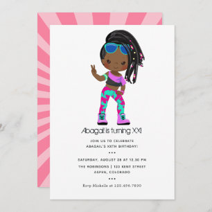 Invitación de cumpleaños al Chica con tema Hip Hop
