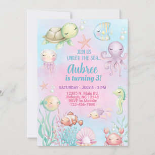 Invitación de cumpleaños al chica de vida marina b