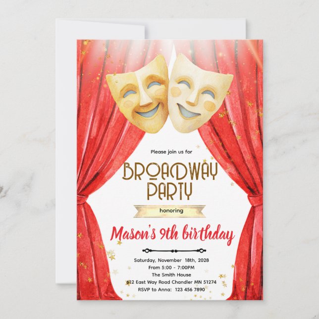 Invitación de cumpleaños al cine del teatro (Anverso)