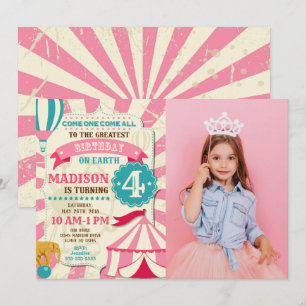 Invitación de cumpleaños al circo Chica Invitación