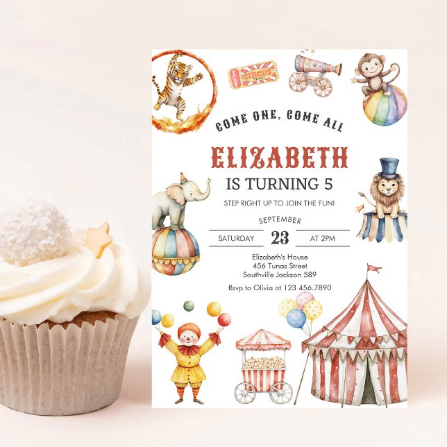 Invitación de cumpleaños al circo de carnaval (Subido por el creador)