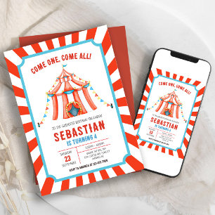 Invitación de cumpleaños al circo de carnaval
