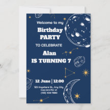 Invitación de cumpleaños al espacio exterior