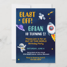 Invitación de cumpleaños al espacio exterior