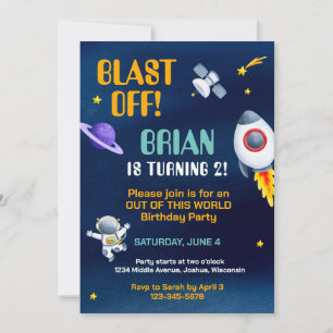 Invitación de cumpleaños al espacio exterior