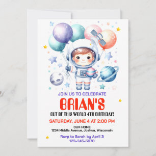 Invitación de cumpleaños al espacio exterior