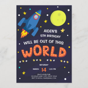 Invitación de cumpleaños al espacio exterior con f