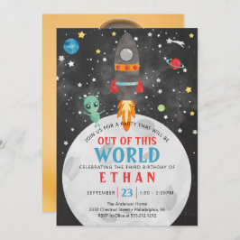 Invitación de cumpleaños al espacio exterior cualq