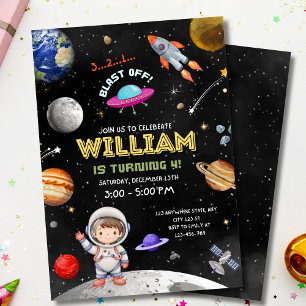Invitación de cumpleaños al espacio exterior Cumpl