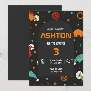 Invitación de cumpleaños al espacio exterior, niño