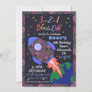 Invitación de cumpleaños al espacio exterior para 