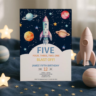 Invitación de cumpleaños al espacio exterior para