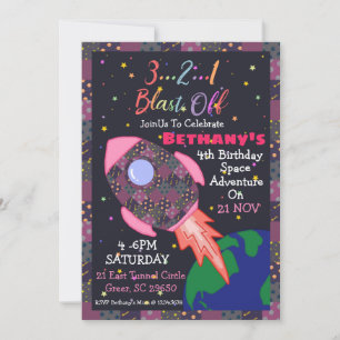 Invitación de cumpleaños al espacio exterior para 