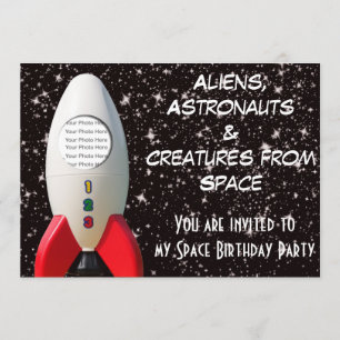 Invitación de cumpleaños al espacio para extranjer