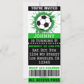 Invitación de cumpleaños al evento de temas de fút