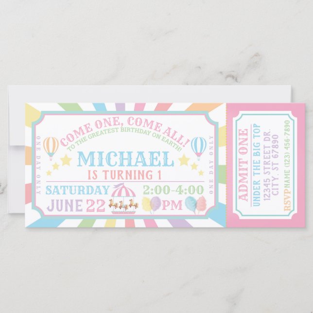 Invitación de cumpleaños al Festival de Circo (Anverso)