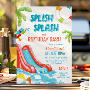 Invitación de cumpleaños al Fiesta de deslizamient