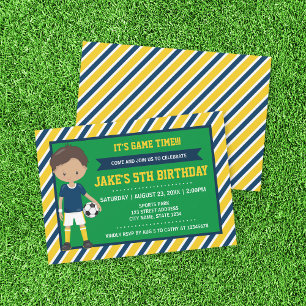 Invitación de cumpleaños al Fútbol Amarillo Azul T