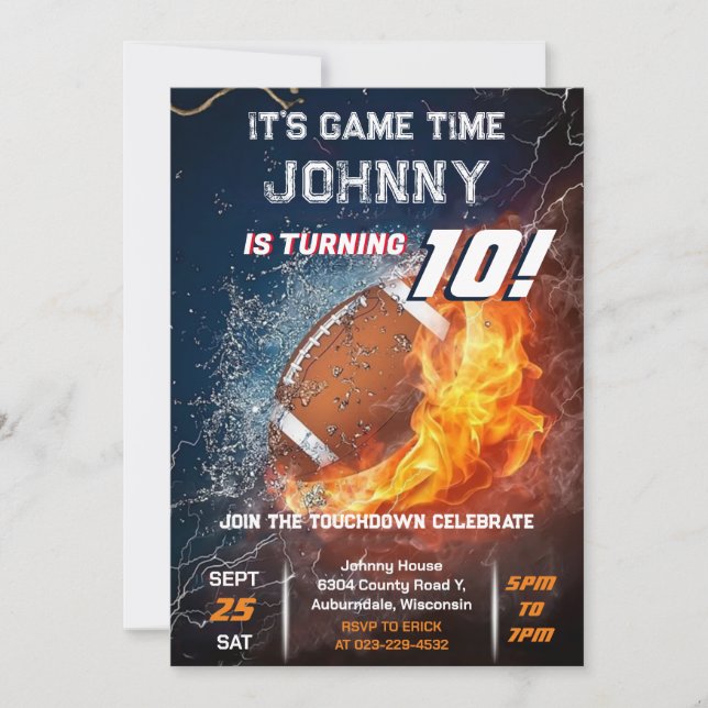 Invitación de cumpleaños al fútbol americano perso (Anverso)
