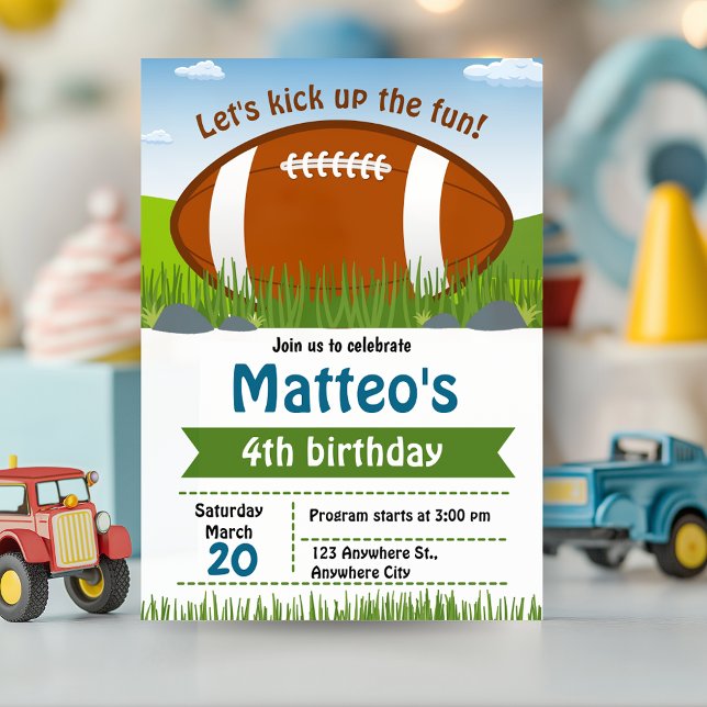 Invitación de cumpleaños al fútbol deportivo (Sports Football Birthday Invitation)