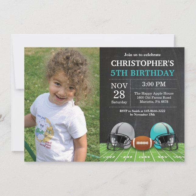 Invitación de cumpleaños al fútbol fiesta de cumpl (Anverso)