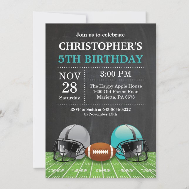 Invitación de cumpleaños al fútbol fiesta de cumpl (Anverso)