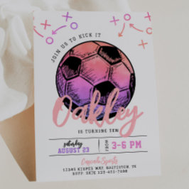 Invitación de cumpleaños al fútbol rosado