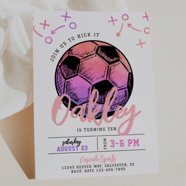 Invitación de cumpleaños al fútbol rosado (Subido por el creador)