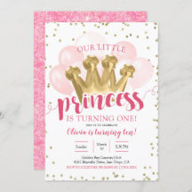 Invitación de cumpleaños al globo de princesa rosa