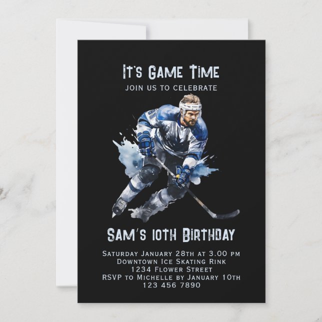 Invitación de cumpleaños al hockey sobre hielo, Fi (Anverso)