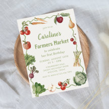 Invitación de cumpleaños al mercado de agricultore