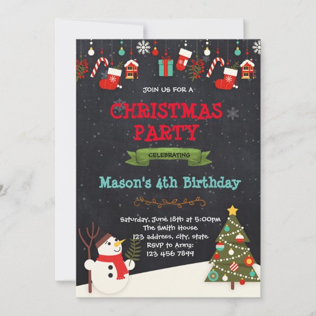 invitación de cumpleaños al muñeco de nieve de Nav (Anverso)