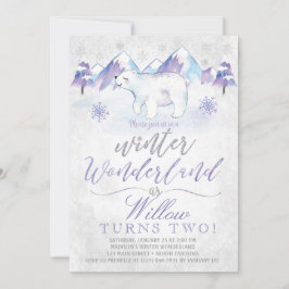 Invitación de cumpleaños al oso polar Winter Wonde