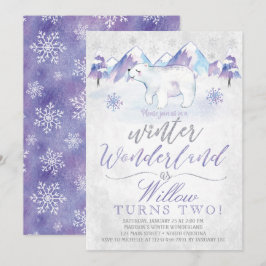 Invitación de cumpleaños al oso polar Winter Wonde