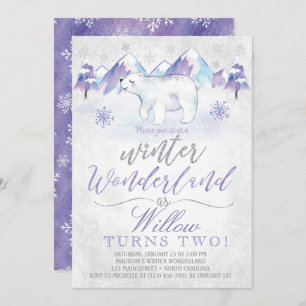 Invitación de cumpleaños al oso polar Winter Wonde