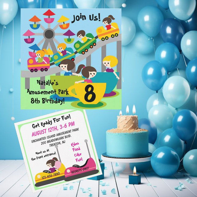 Invitación de cumpleaños al parque de atracciones  (Subido por el creador)